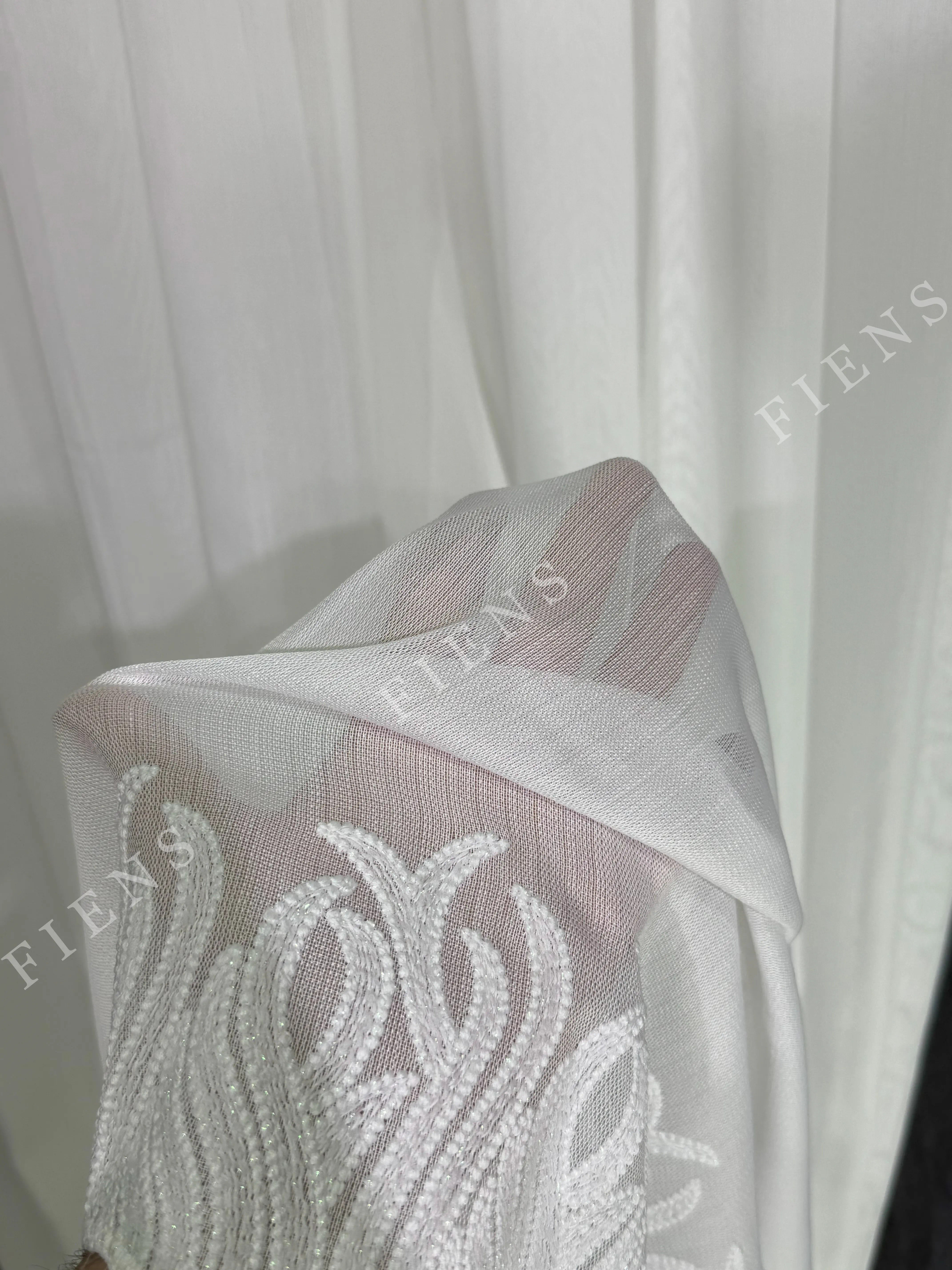Flame Wave Motif Bambu Etek Tül Perde 