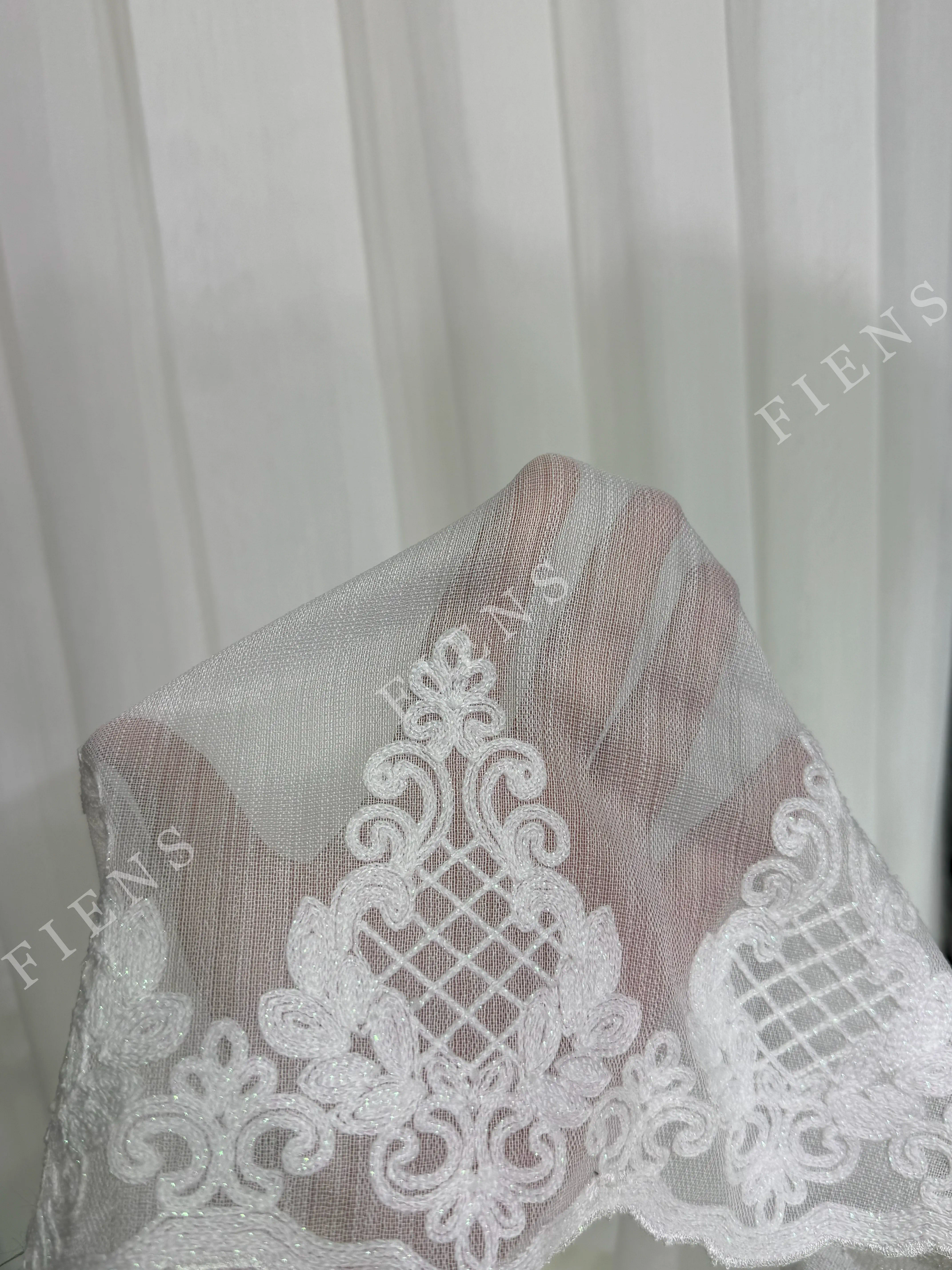 Vintage Diamond Motif Bambu Etek Tül Perde